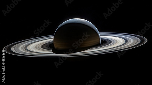 Obraz na płótnie Detailed illustration of a planet with rings against a dark background. w salonie