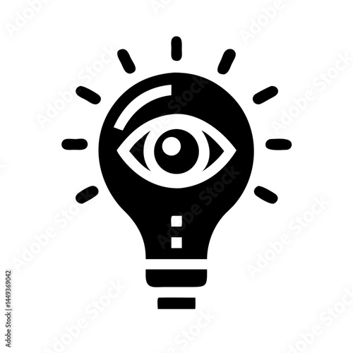 lightbulb with eye visionary idea silhouette on transparent background for web and graphic design