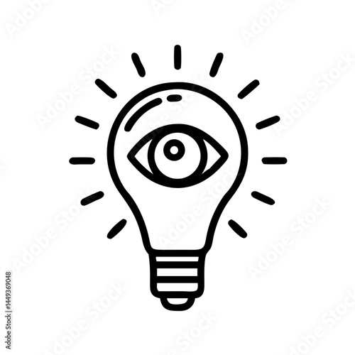 lightbulb with eye visionary idea on transparent background for web and graphic design
