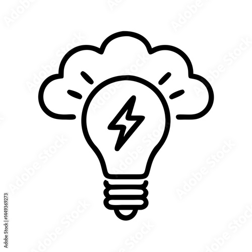 lightbulb with thundercloud stress or intense idea on transparent background for web and graphic design