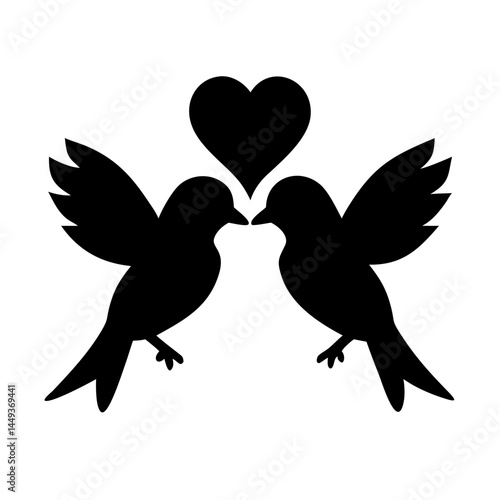 lovebirds silhouette on transparent background for web and graphic design
