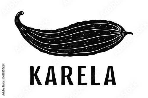 Karela Bitter Gourd Vegetable Vector Illustration Isolated on White Background


