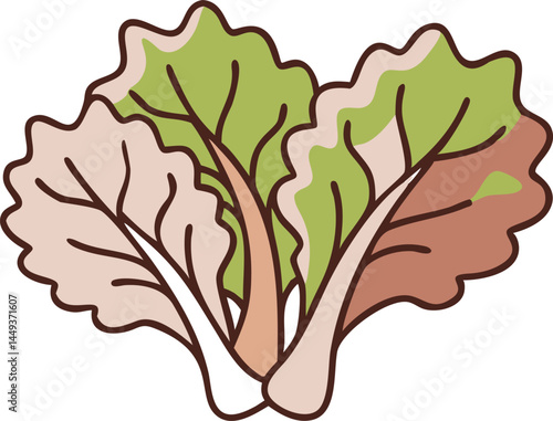 Mustard Greens Vegetable Vector Illustration Isolated on White Background

