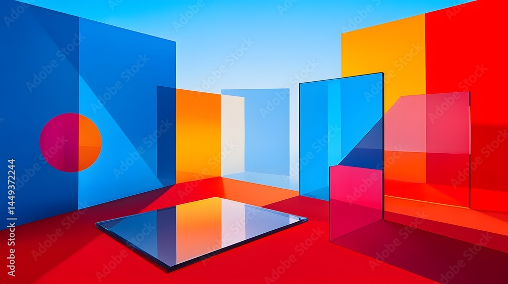 Abstract Colorful Glass Geometric Shapes Modern Art Abstract Colorful Glass Geometric Shapes Modern Art