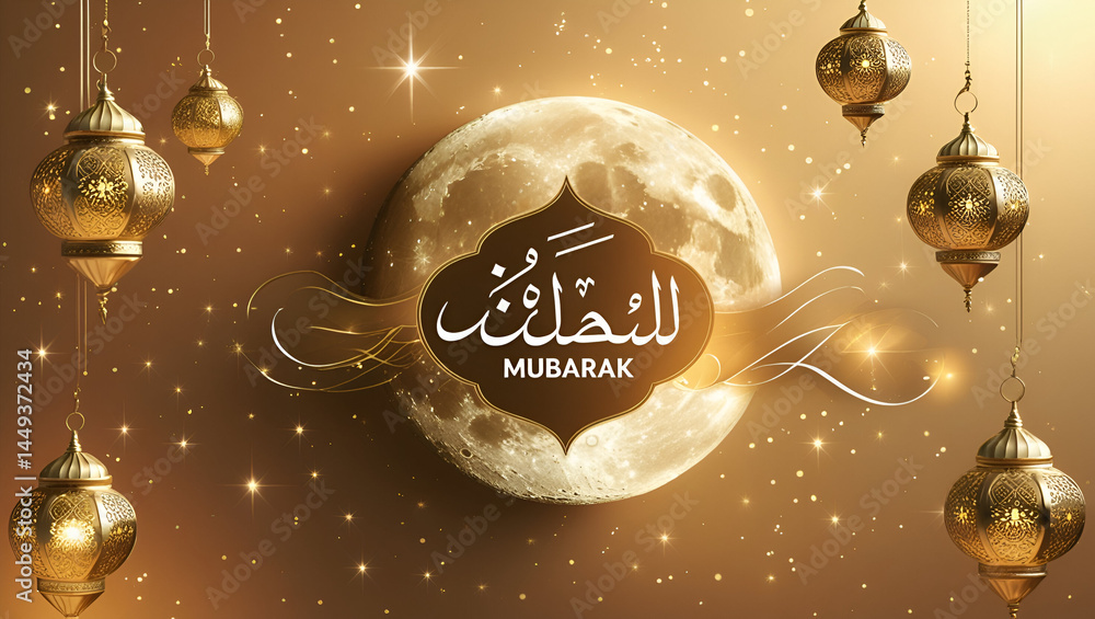 warm golden eid ul mubarak ai genrative