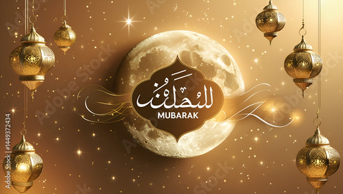 Obraz na płótnie warm golden eid ul mubarak ai genrative w salonie
