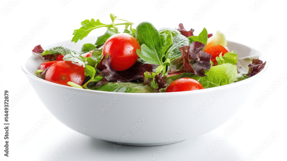 Fresh mixed greens salad in white bowl Fresh mixed greens salad in white bowl