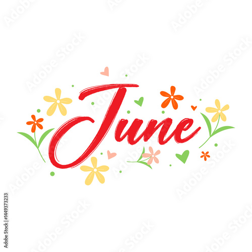 Hello June vector. June with summer vibes vector.