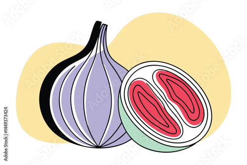 Shallot Vegetable Vector Illustration Isolated on White Background