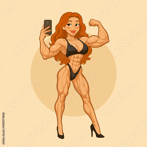 Female Bodybuilder Taking a Selfie