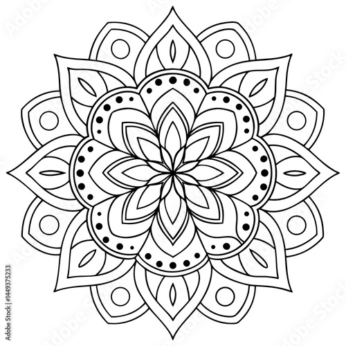 Hand-drawn mandala designs are circular, symmetrical patterns made with detailed lines and shapes, symbolizing harmony, balance, and inner peace. Each design is unique and artistically expressive.
