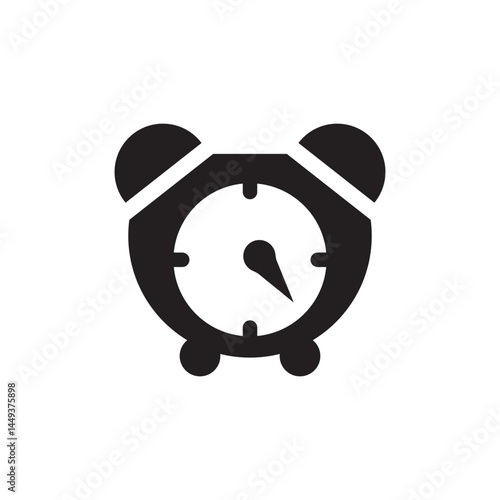 Silhouette of a round clock in vector style