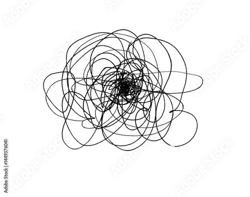 Photography Scribble of thin lines isolated on white background