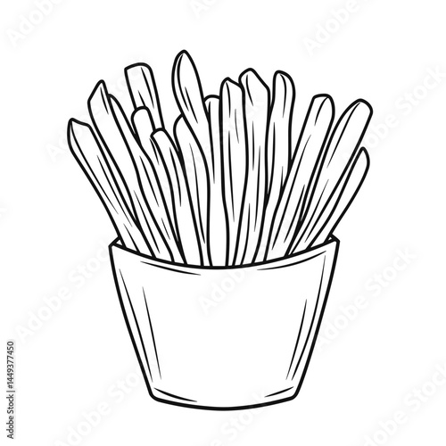 French fries in a cup illustration  