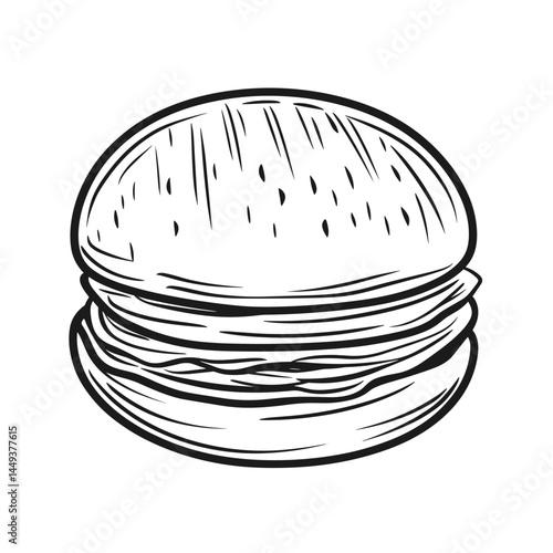 Hand-drawn falafel sandwich illustration on white background  