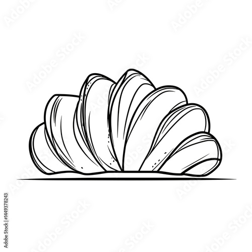 Danish pastry illustration in line art style on a white background  