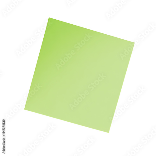 Colorful green sticky note, Vibrant color office, reminder, isolated on a transparent background