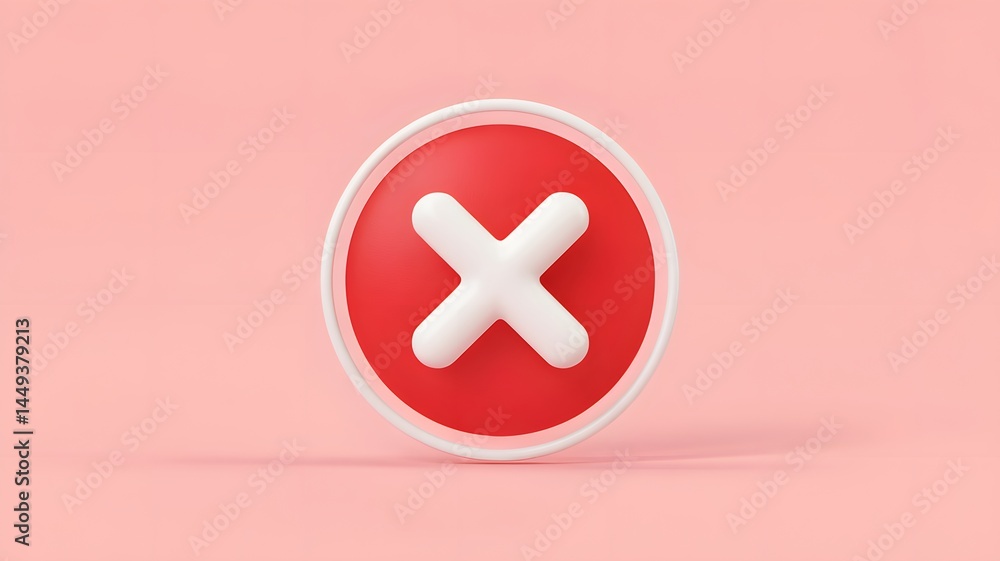 Fototapeta premium Error notification icon digital workspace graphic design minimalist style front view user interface concepts