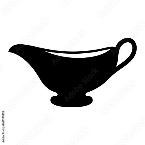 Silhouette of a classic gravy boat or sauce boat with handle