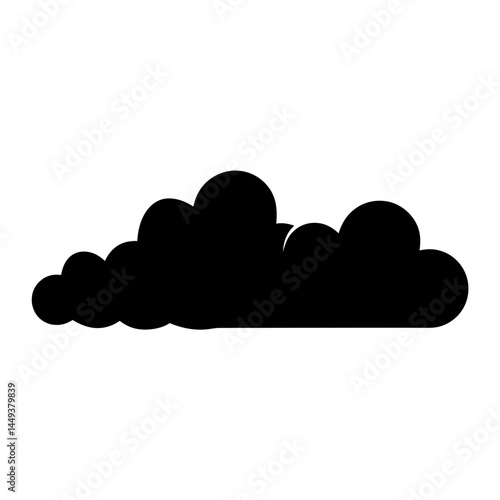 Silhouette of a Cumulus Cloud Floating in the Sky Against White Background