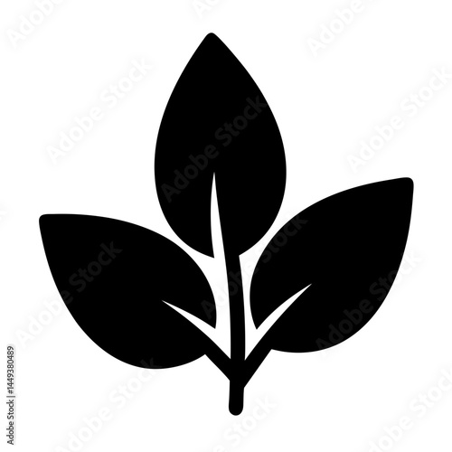 Three Leaf Black Silhouette Symbolizing Growth and Connection to Nature