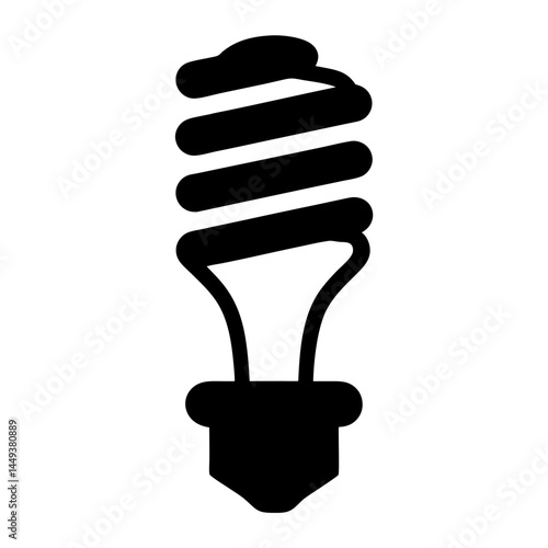 Black silhouette of a compact fluorescent lamp on a white background