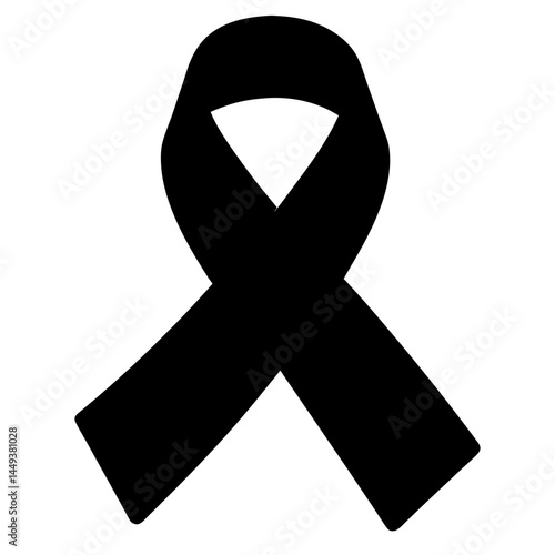 Symbol of mourning and loss simple black ribbon on a white background