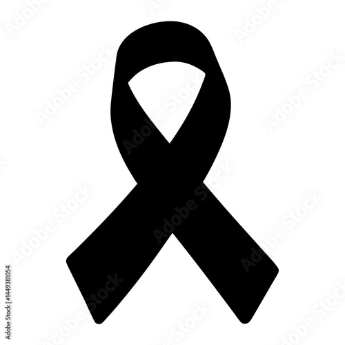 Solid black ribbon representing awareness, mourning, or support for serious issues