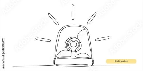 flashing siren continuous single line art drawing sketch on white background