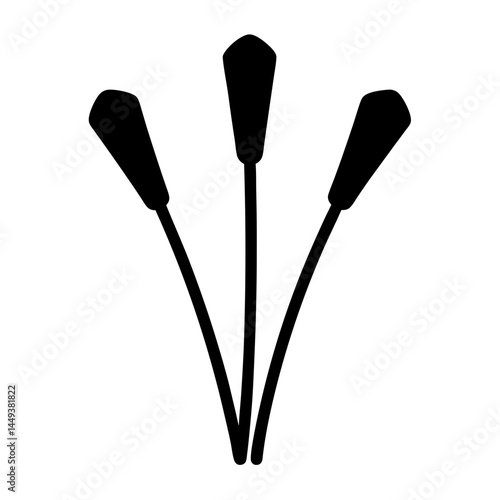 Abstract depiction of three plant stems converging at the base in black