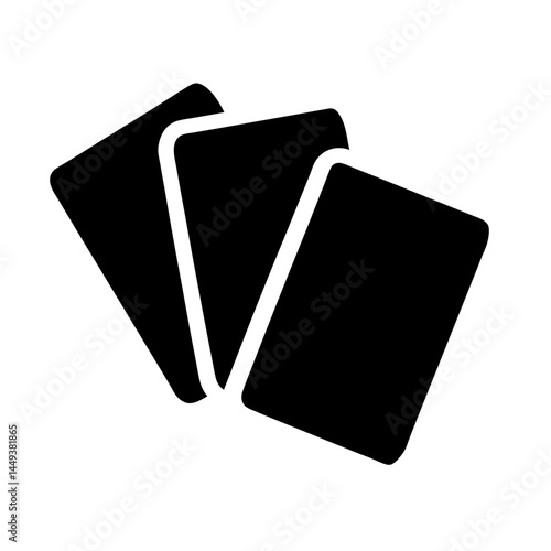 Three playing cards fan silhouette for game night designs or applications