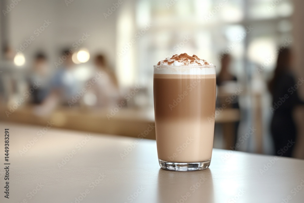 Creamy mocha in clear glass topped with whipped cream and chocol Creamy mocha in clear glass topped with whipped cream and chocol