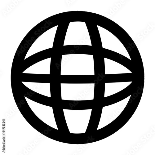 Black globe icon with meridians and parallels, vector illustration internet symbol
