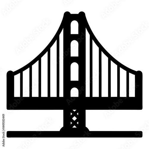 Simple black and white image of a suspension bridge icon design