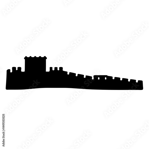 Silhouette of the Great Wall of China, a very famous monument