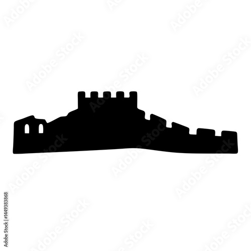 Silhouette of Ancient Fortification Wall Depicting Historical Defense Architecture and Cultural Heritage