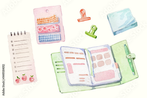 Watercolor bullet journal elements collection