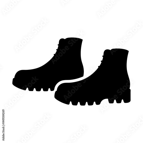 Silhouette image of two laced up boots designed for outdoor activities