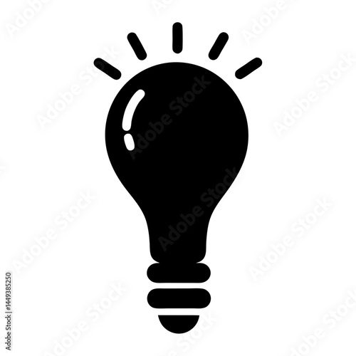 Black silhouette of a glowing light bulb representing innovation and bright ideas