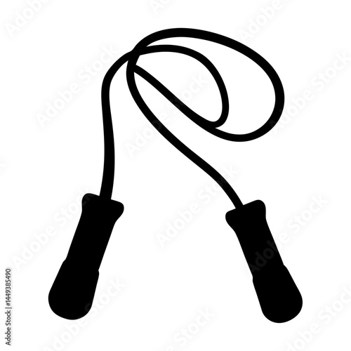 Black and white silhouette image of a jump rope or skipping rope