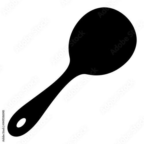 Monochrome illustration of a cooking spoon with a hole at the end