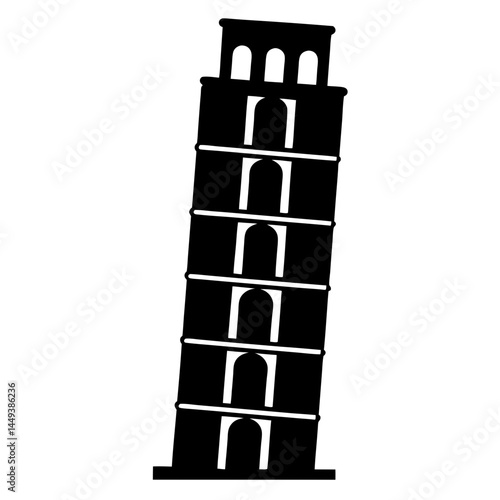 Silhouette of the Leaning Tower of Pisa iconic landmark and tourist attraction