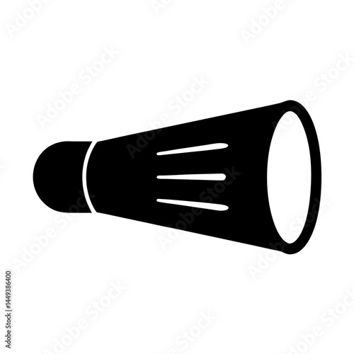 A black and white drawing of a simple megaphone silhouette illustration