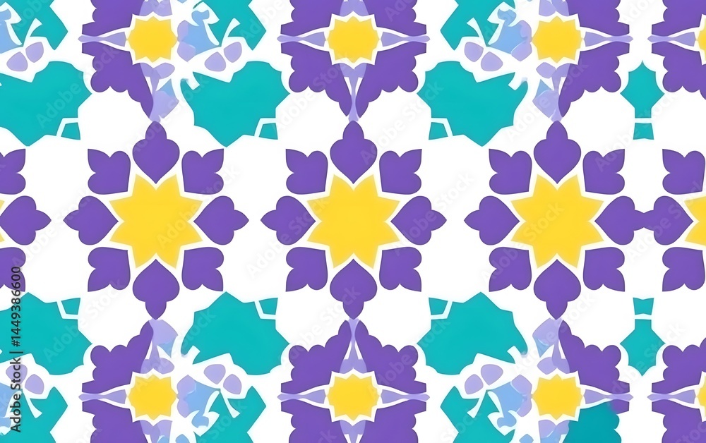 Obraz premium Vibrant Geometric Floral Pattern Seamless Texture