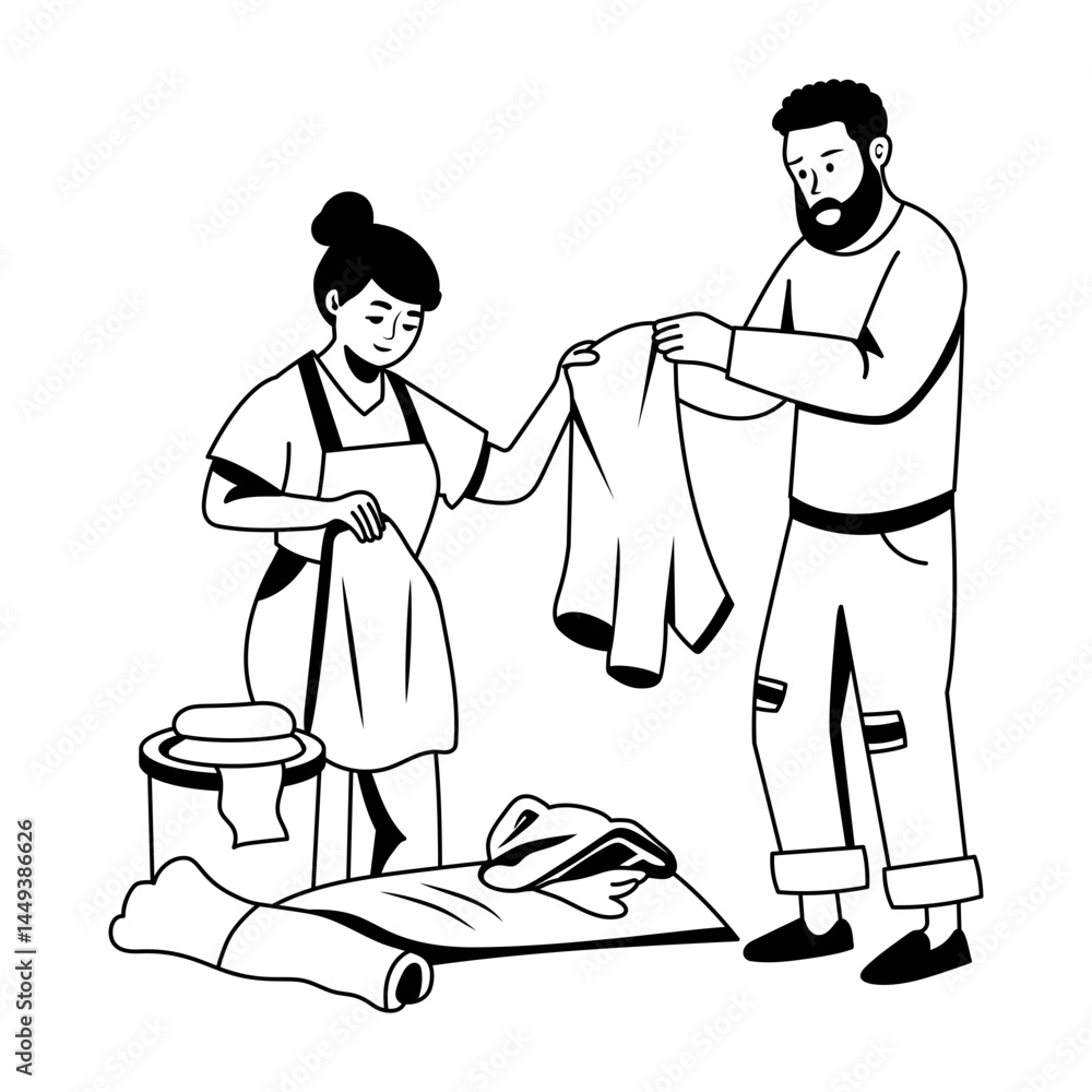 custom made wallpaper toronto digitalA glyph illustration of woman giving old clothes to poor man
