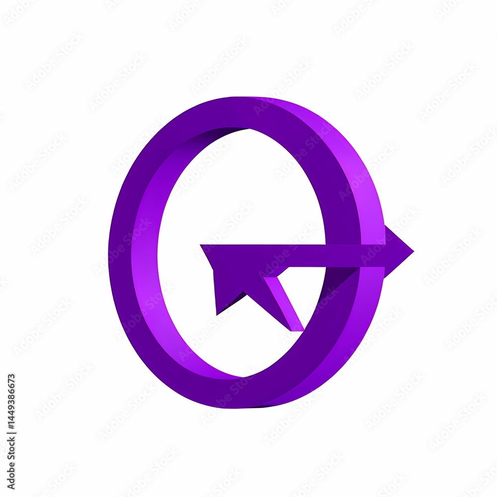 Flat-style purple arrow forming a loop, placed on white background Flat-style purple arrow forming a loop, placed on white background