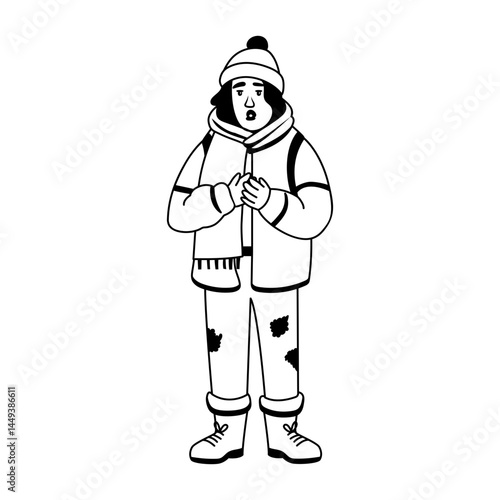 A glyph illustration of freezing character 
