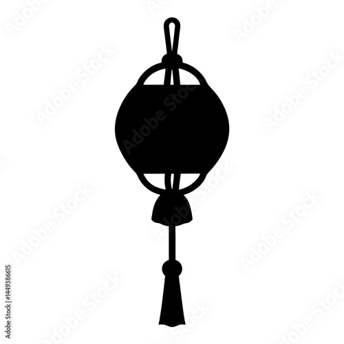 Elegant black silhouette of a traditional Chinese or Japanese hanging lantern