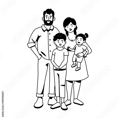 Poor family illustration in glyph style 
