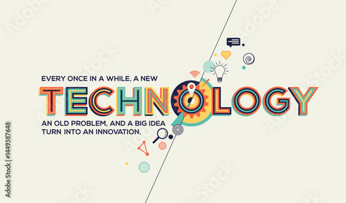 Technology quote in modern typography. Technology concept.
